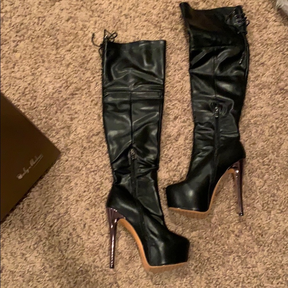 Knee High Leather Heels